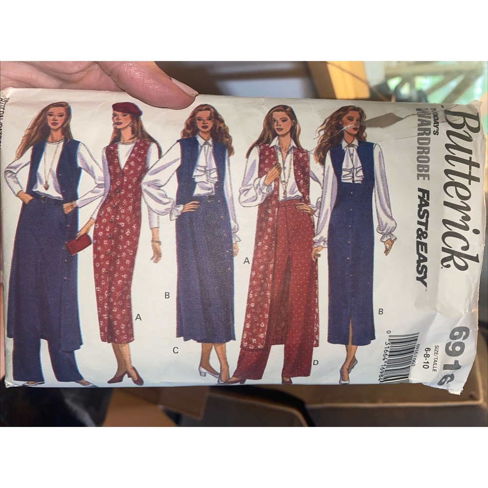 Vintage Butterick 6916 Wardrobe Sewing Pattern Size 6-10 Jumper Blouse Pants Cut